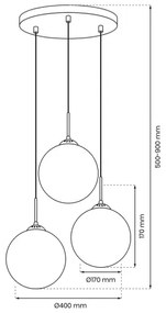 Lampadario a sospensione con filo REFLEX 3xE14/40W/230V