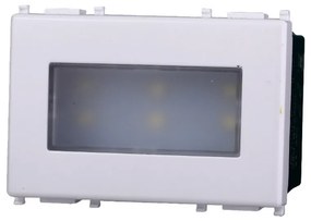 Segnapasso Led 3 moduli 2,4W da incasso per scatola 503 bianco IP20 Bianco freddo 6000K compatibile Vimar Plana