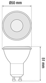 Faretto LED GU10 8W angolo 38° CRI92 No-Flickering Colore Bianco Caldo 3.000K
