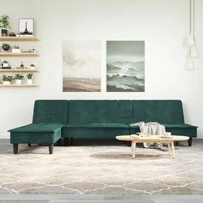 Divano letto a l verde scuro 255x140x70 cm in velluto