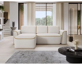 Divano angolare giallo/color crema (con penisola a sinistra/con chaise lounge) e rivestimento in bouclé Ume – ELTAP