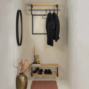 Attaccapanni da parete nero/di colore naturale in metallo con scaffale 76 cm Rizzoli – Spinder Design