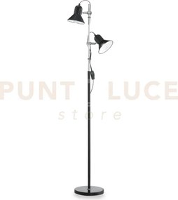 Polly lampada da terra orientabile cromo e nero 2 luci attacco e27
