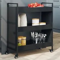 Carrello da Cucina Nero 70x30x82 cm in Legno Multistrato 842316