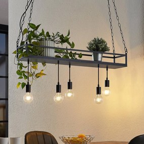 Lampada a sospensione Kirista Lindby, dimmerabile, Nero, Soggiorno / Sala da pranzo, Metallo, Vintage, Lampada a sospensione
