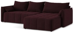 Divano angolare burgundy allungabile/con contenitore (con penisola a destra/con chaise lounge) Moku – Makamii