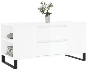 Tavolino salotto bianco lucido 102x44,5x50 cm legno multistrato