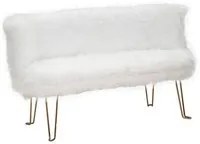 Divano in tessuto bianco peluche cm 134x54x77