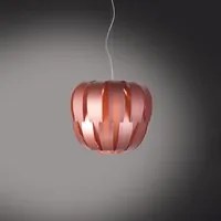 Sospensione Moderna 2 Luci Queen In Polilux Rosa Metallico D60 Made In Italy