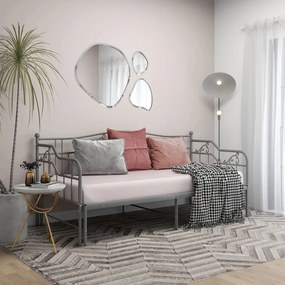 Telaio Divano Letto Estraibile Grigio İn Metallo 90x200 Cm /