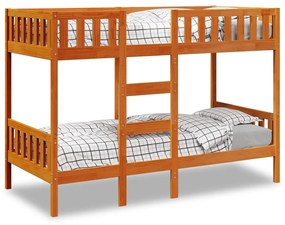 Letto A Castello Marrone Cera 80x200 Cm İn Legno Di Pino /