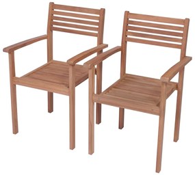 Sedie da giardino 2 pz con cuscini beige massello di teak