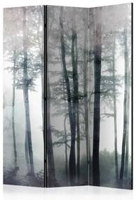 Paravento design Bosco nebbioso (3 pezzi) - delicato paesaggio delle cime degli alberi
