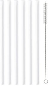 Set di 6 cannucce in vetro bianco per bere, lunghezza 20 cm - Vialli Design