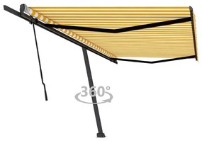 Tenda da Sole Autoportante Manuale 500x350 cm Gialla Bianca