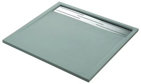 Piatto doccia SENSEA in resina Neo Metal Grid grigio L 90 x L 90 x H 3 cm opaco effetto pietra