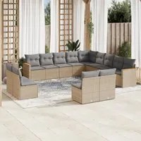 Set Divano da Giardino 13 pz con Cuscini Beige Misto Polyrattan 3226486