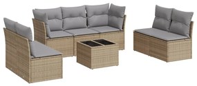 Set divano da giardino 8 pz con cuscini beige in polyrattan