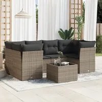 Set Divani da Giardino 7 pz con Cuscini Grigio in Polyrattan 3217270