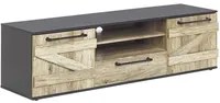 Mobiletto da TV in legno chiaro e truciolare color nero 43 cm stile design rustico soggiorno