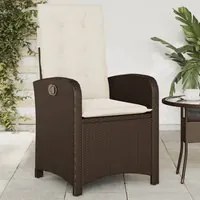 Sedia Reclinabile da Giardino con Cuscini Marrone in Polyrattan 365162