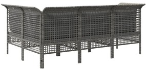 Set Divani da Giardino 4 pz con Cuscini in Polyrattan Grigio