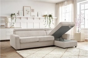 Divano angolare color crema allungabile (con composizione variabile) con rivestimento in velluto a coste Monaco – Bobochic Paris