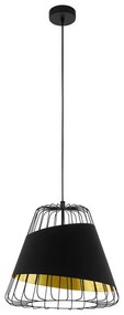 Lampadario Glamour Austell nero paralume nero E27 Ø36cm EGLO