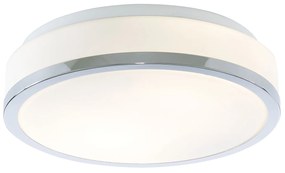 Plafoniera Contemporanea Formaggio Acciaio Cromo Vetro Bianco 1 Luce E27 28Cm