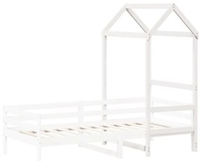 Tetto letto bambini bianco 118x70x176,5 cm legno massello pino