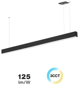 Lampada Lineare LED a Sospensione 55W 150cm nera con driver Philips Colore Bianco Variabile CCT