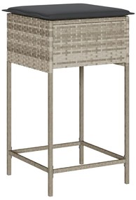 Sgabelli da bar con cuscini 2 pz grigio chiaro in polyrattan