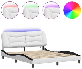 Giroletto con luce led bianco e nero 160x200 cm in similpelle