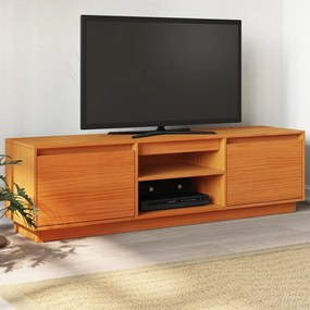 Mobile Tv Marrone Cera 140x35x40 Cm İn Legno Massello Di Pino /