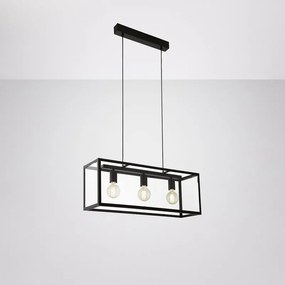Lampadario Industriale Charterhouse nero paralume nero 3x E27 Ø0cm EGLO
