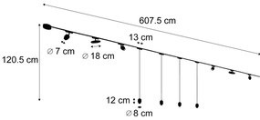 Sistema di illuminazione su binario con 10 luci nere monofase - Magnetic Eggy Puk