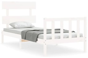 Giroletto con testiera bianco 100x200 cm in legno massello