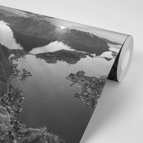 Carta da parati autoadesiva – Panorama montano in bianco e nero