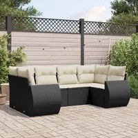 Set Divano da Giardino 6 pz con Cuscini Nero in Polyrattan 3254113