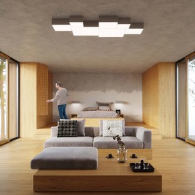 Plafoniera Quadrata in PVC da Soffitto 2xE27 HORUS 35 Grey da interno