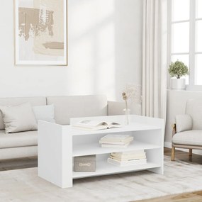 Tavolino Da Salotto Bianco 100x50x50 Cm İn Legno Multistrato /