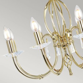 Lampadario Classico Aegean Acciaio Ottone Lucido 8 Luci E14