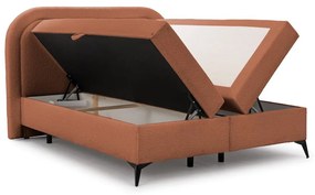 Letto boxspring arancione con contenitore 200x200 cm Ornes – Ropez