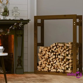 vidaXL Portalegna Miele 80x25x100 cm in Legno Massello di Pino