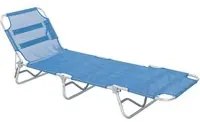 Lettino Spiaggia Senza Parasole 'Sabaudia' Cm 188 X 58 X H 27 - Telo Blu