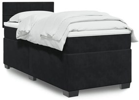 Giroletto A Molle Con Materasso Nero 90x200 Cm İn Velluto /