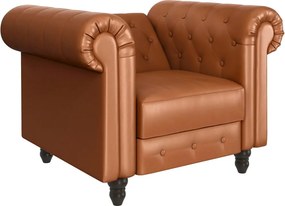 Poltrona chesterfield in similpelle marrone cognac Felix - Støraa