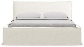 Letto matrimoniale imbottito crema con contenitore con griglia 180x200 cm Anani - Makamii
