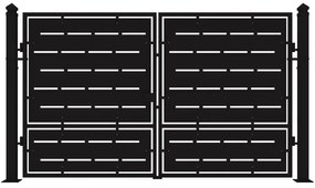 Cancello con serratura elettrica Privacy in ferro, apertura centrale, L 308.5 x H 180 cm, di colore nero