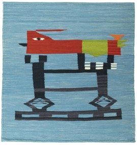 Kilim Tappeto 100x90 (Tacchino) Tessuto A Mano